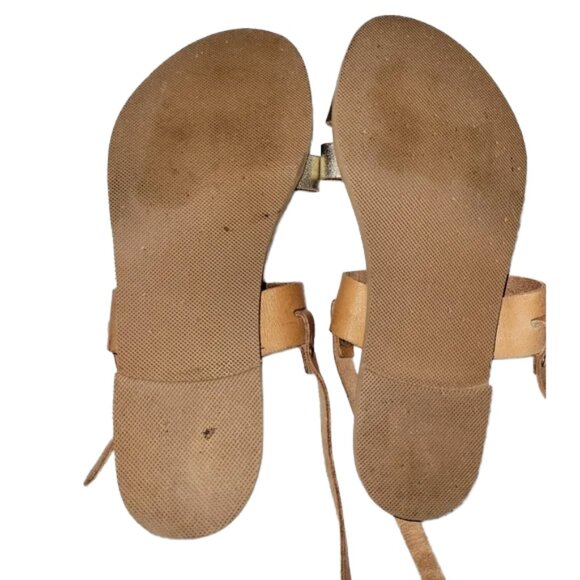 Handmade Leather "Clio" Style Sandals from Greece Gold Metallic Straps Size 7.5 - Picture 8 of 14